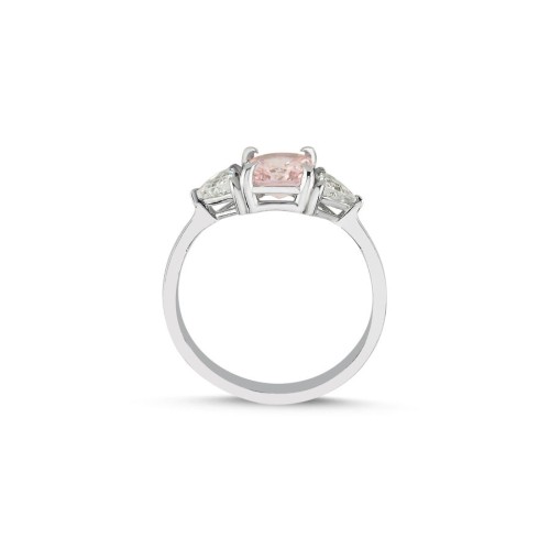 Pırlanta Cushin Kesim Soft Pembe Gümüş Kadın Yüzük - CNG Jewels (1)