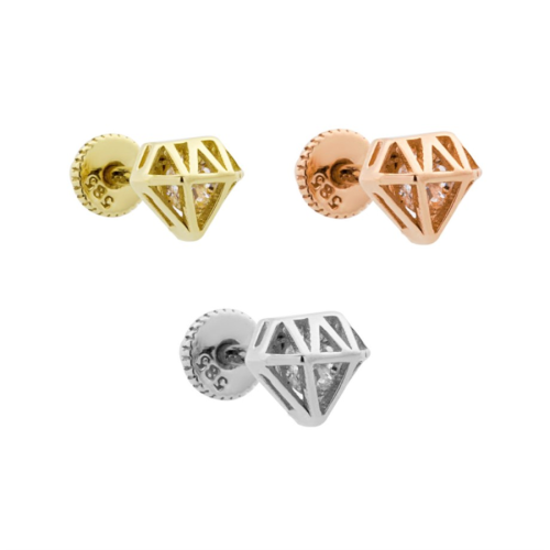 Pırlanta Desenli Altın Helix Piercing - CNG Jewels
