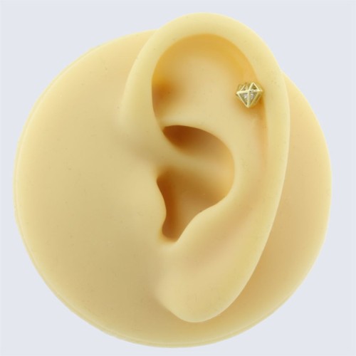 Pırlanta Desenli Altın Helix Piercing - 3