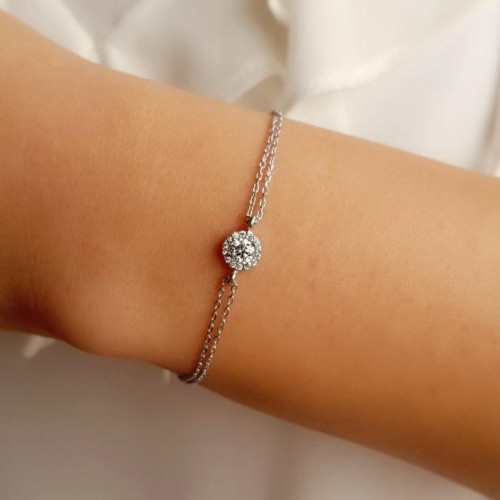 Pırlanta Modeli Küçük Anturaj Gümüş Bayan Bileklik - CNG Jewels