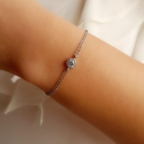 Pırlanta Modeli Küçük Anturaj Gümüş Bayan Bileklik - CNG Jewels (1)