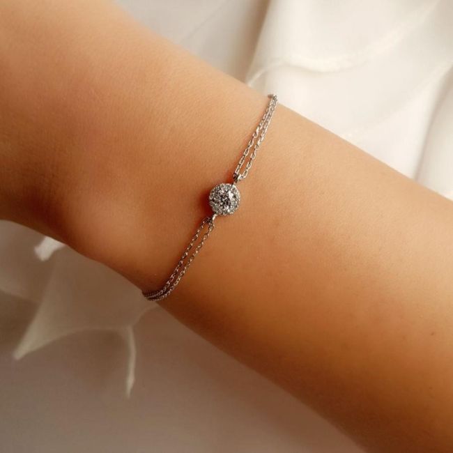 Pırlanta Modeli Küçük Anturaj Gümüş Kadın Bileklik - 2