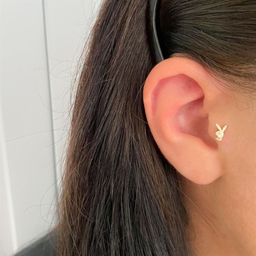 Playboy Tavşan Altın Tragus Küpe - CNG Jewels (1)