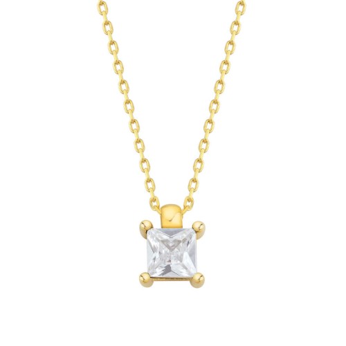 Minimal Prenses Kesim Tektaş Altın Kolye - CNG Jewels
