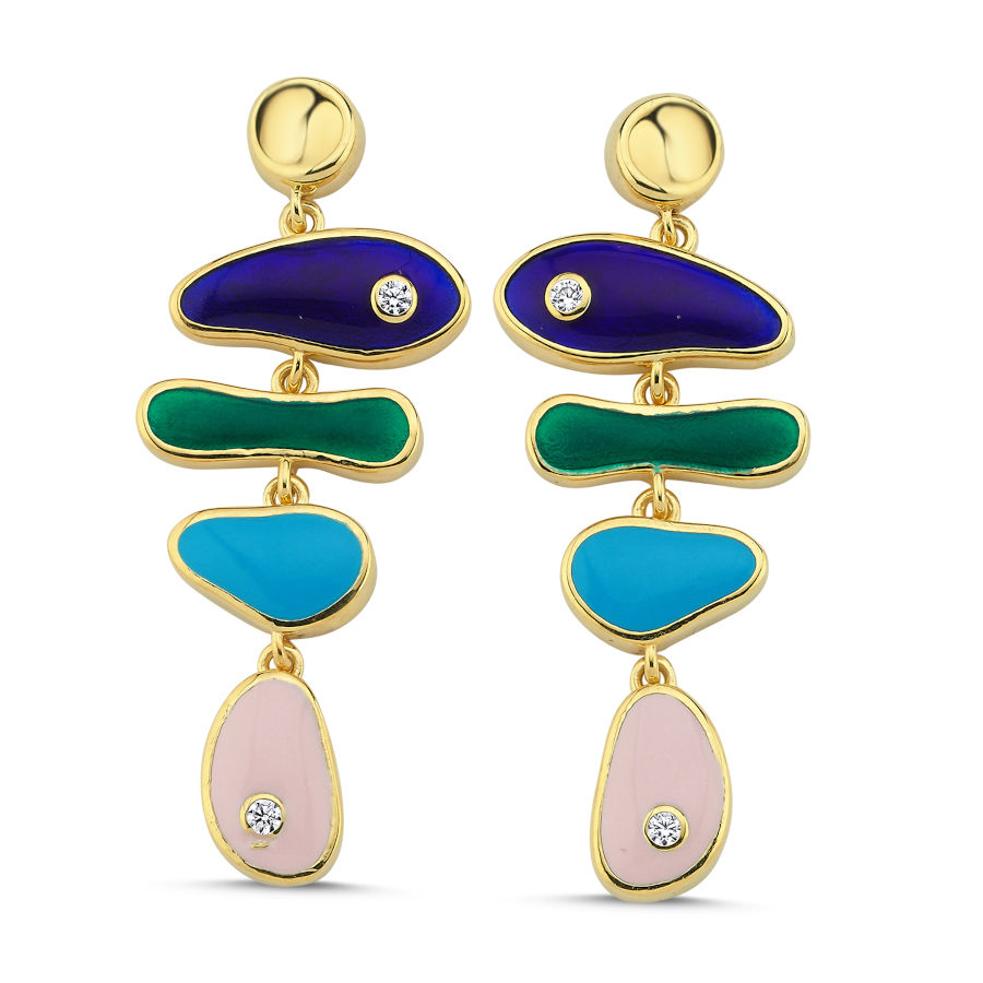 Colorful Enamel Fish Silver Women's Earrings - CNG Jewels