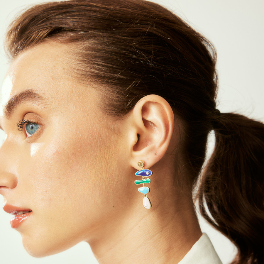 Colorful Enamel Fish Silver Women's Earrings - CNG Jewels (1)