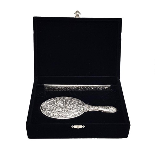 Rose Hand Mirror Comb Double Silver Set No 2 - CNG Jewels (1)