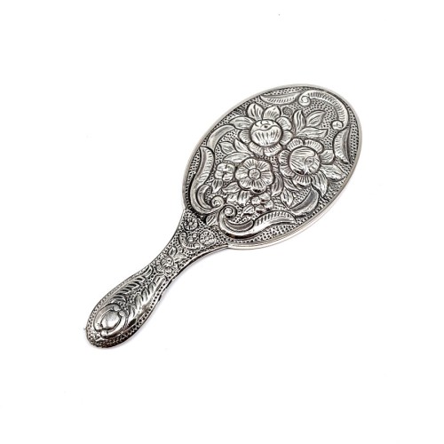  Rose Pattern Silver Hand Mirror No 2 - CNG Jewels
