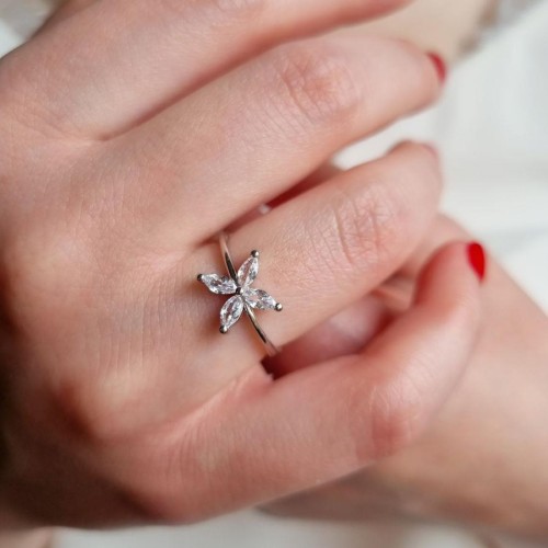Roza Markiz Gümüş Kadın Yüzük - CNG Jewels