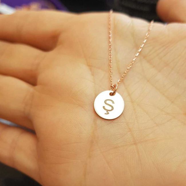 Ş Harfi Rose Minimal Plaka Gümüş Kadın Kolye - 1
