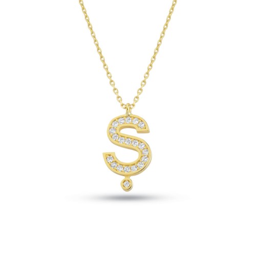 Ş Harfi Taşlı Altın Kolye - CNG Jewels