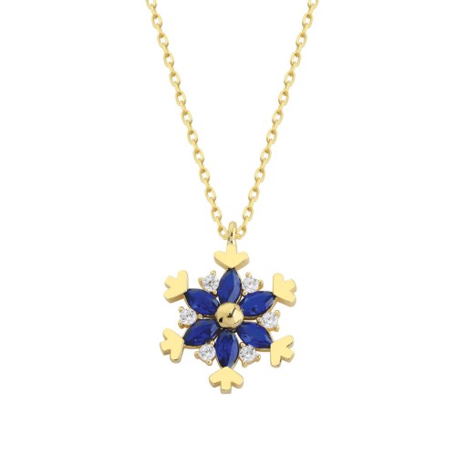 Safir Mavisi Kartanesi Altın Kolye - CNG Jewels