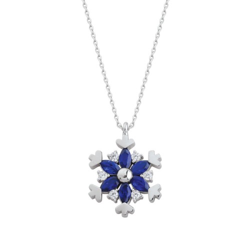 Safir Mavisi Kartanesi 14 Ayar Beyaz Altın Kolye - CNG Jewels