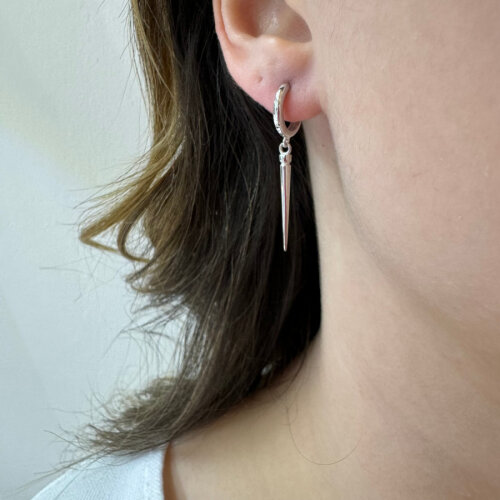 Sallantılı Çivi Kadın Gümüş Küpe - 2