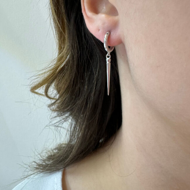 Sallantılı Çivi Kadın Gümüş Küpe - 2