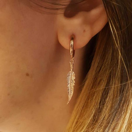 Sallantılı Halka Tüy Rose Gümüş Kadın Küpe - CNG Jewels (1)