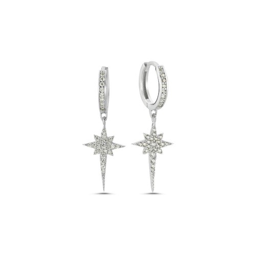 Sallantılı Kutup Yıldızı Gümüş Bayan Küpe - CNG Jewels