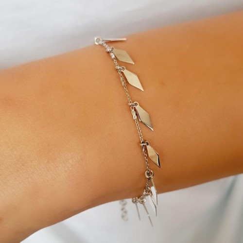 Sallantılı Modern Yaprak Gümüş Bayan Bileklik - CNG Jewels (1)