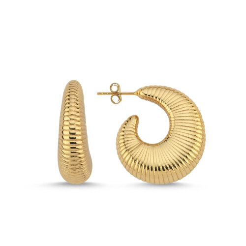 Salyangoz Halka Gold Kadın Gümüş Küpe - CNG Jewels