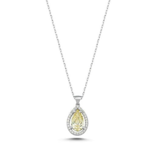 Sarı Fancy Damla Anturaj Gümüş Kadın Kolye - CNG Jewels