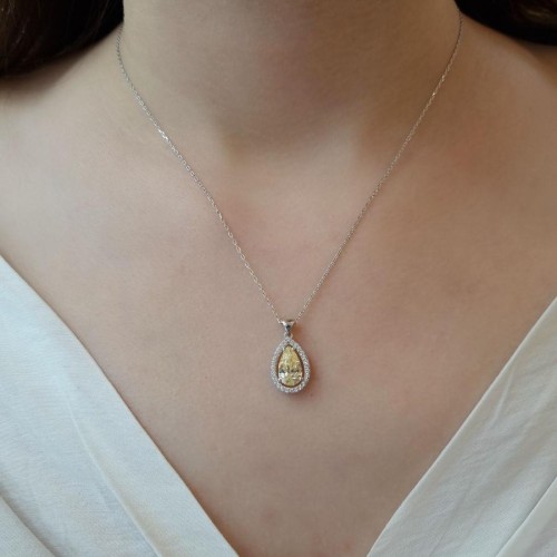 Sarı Fancy Damla Anturaj Gümüş Kadın Kolye - CNG Jewels (1)