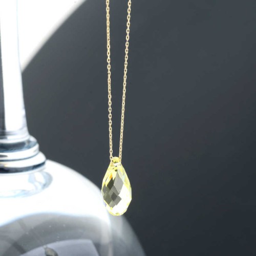 Sarı Swarovski Crystal Altın Kadın Kolye - 3