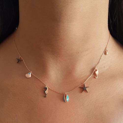 Sea Rose Bayan Gümüş Kolye - CNG Jewels