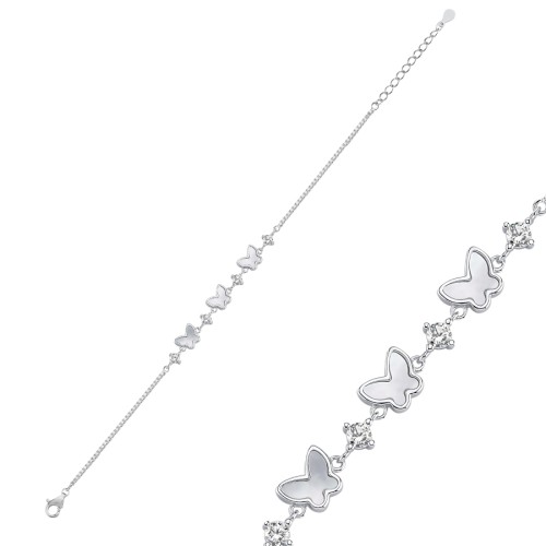 Sedefli Kelebek Kadın Gümüş Bileklik - CNG Jewels