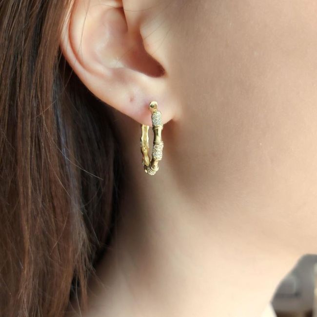 Serpente Halka Gold Gümüş Kadın Küpe - 1