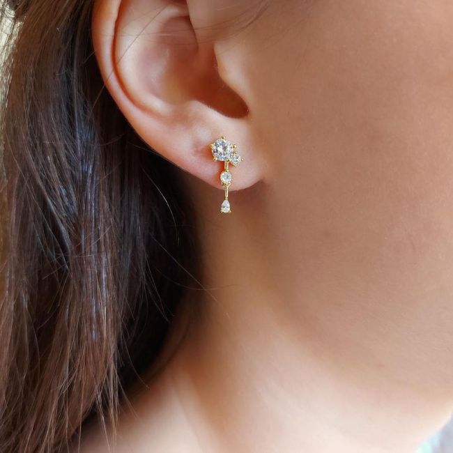 Shine Gold Gümüş Kadın Küpe - 1