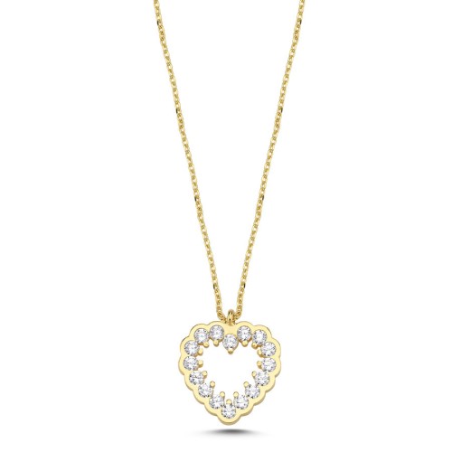 Shiny Taşlı Kalp Altın Kolye - CNG Jewels