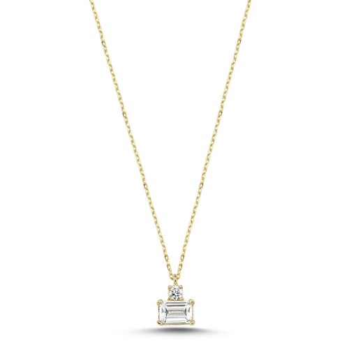 Side Baget Tektaş Minimal Altın Kolye - CNG Jewels