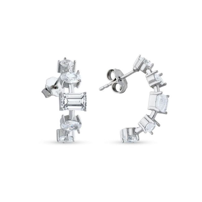 Siena Ortası Baget Gümüş Kadın Küpe - 1