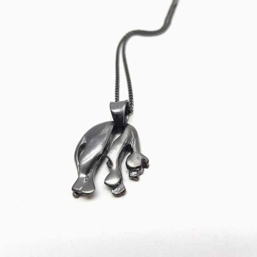 Siyah Panter Uzun Zincirli Gümüş Erkek Kolye - CNG Jewels