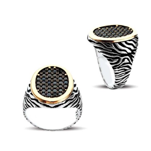 Siyah Taşlı Gümüş Erkek Yüzüğü - CNG Jewels