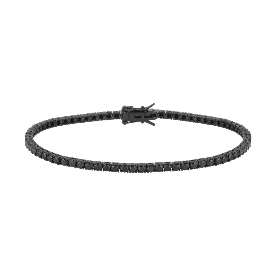 Black Stone Waterway Silver Men's Bracelet - CNG Jewels (1)