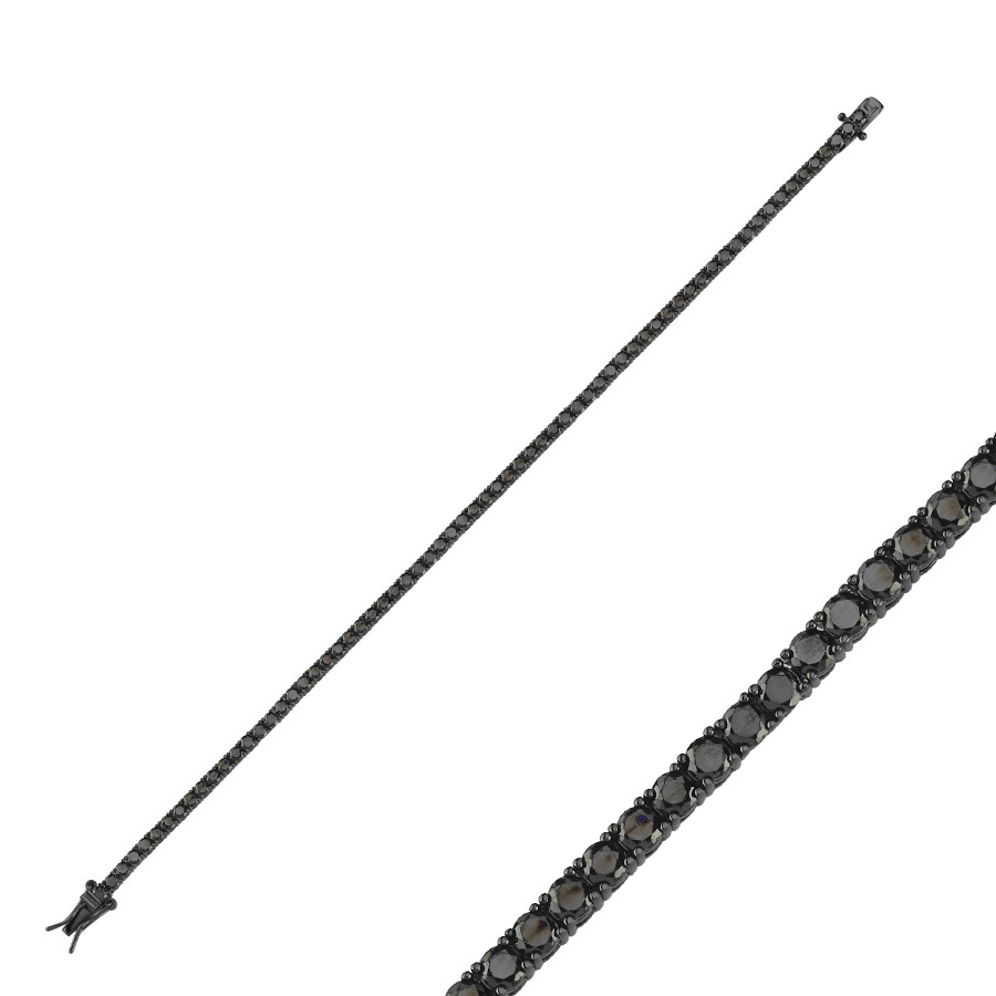 Black Stone Waterway Silver Men's Bracelet - CNG Jewels