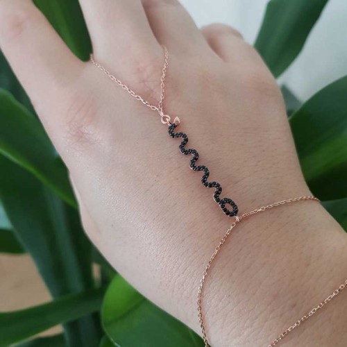 Siyah Taşlı Yılan Şahmeran Bileklik - CNG Jewels