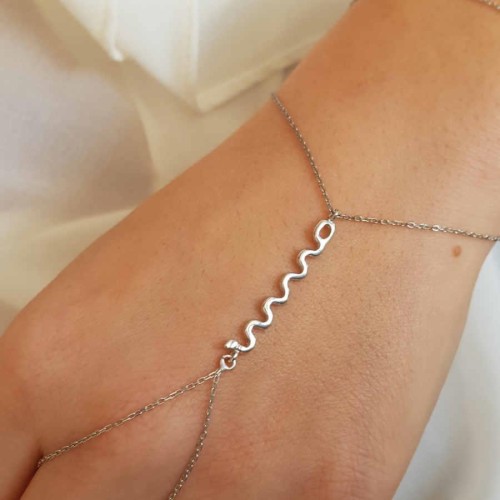  Snake Figure Silver Hand Bracelet - CNG Jewels (1)
