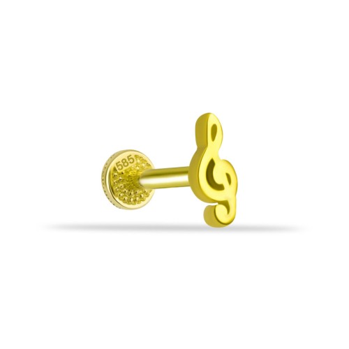 Sol Anahtar Altın Tragus Piercing - CNG Jewels