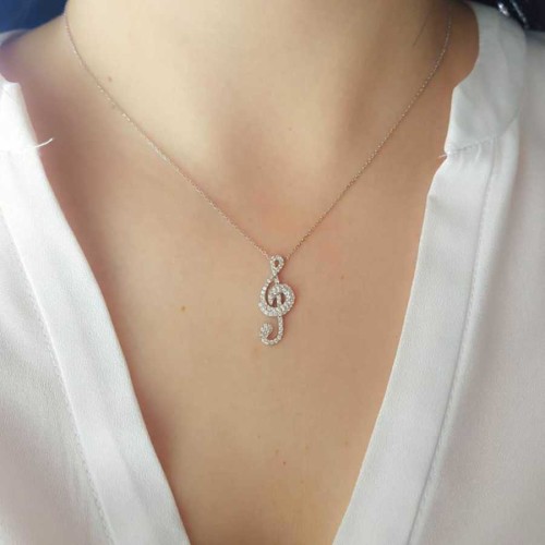 Sol Anahtarı Gümüş Kadın Kolye - CNG Jewels (1)