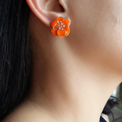  Special Design Neon Orange Violet Earrings - CNG Jewels