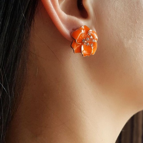  Special Design Neon Orange Violet Earrings - 3