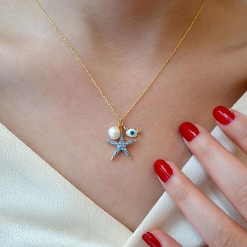 Stella Marina Deniz Yıldızı Blu Gümüş Kadın Kolye - CNG Jewels (1)