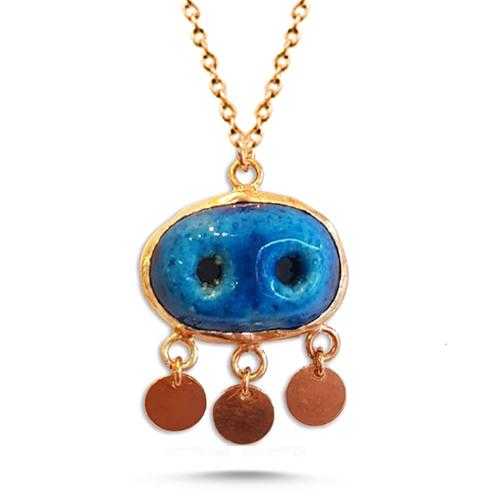 Süryani Nazar Boncuğu Gümüş Bayan Kolye - CNG Jewels