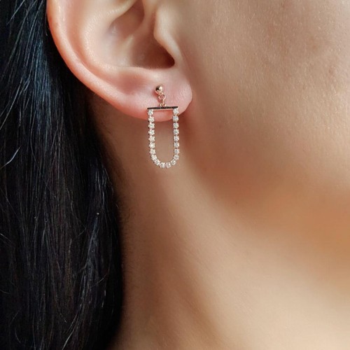 SuyoluTaşlı Rose Sallantılı Kadın Gümüş Küpe - CNG Jewels