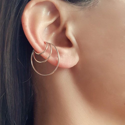 Süzme 3 Halka Rosegold Gümüş Bayan Kıkırdak Küpe - CNG Jewels