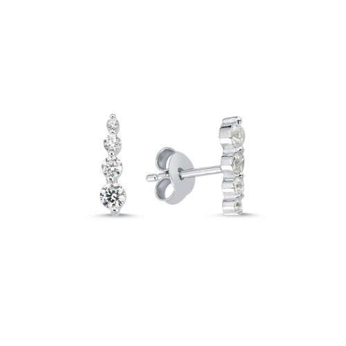 Süzme Taşlı Vidalı Kadın Gümüş Küpe - CNG Jewels