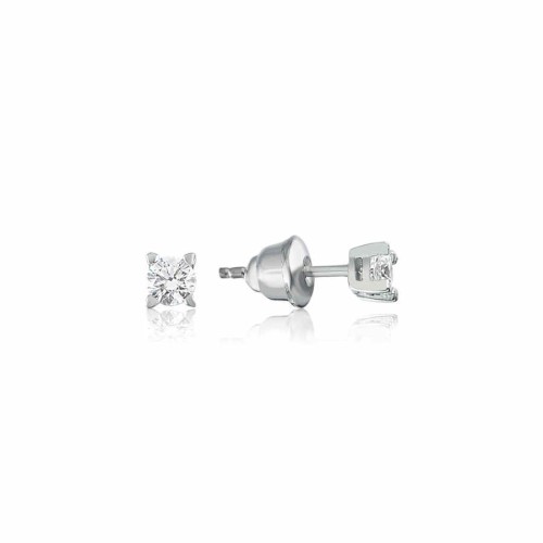 Swarovski Taşlı Dört Tırnak Küçük Tektaş Gümüş Küpe - CNG Jewels