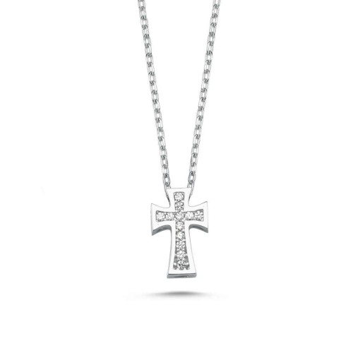 Swarovski Stone Cross Silver Women's Necklace 